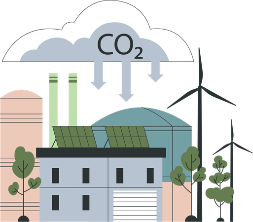 Las industrias producen aire contaminado  Ilustración