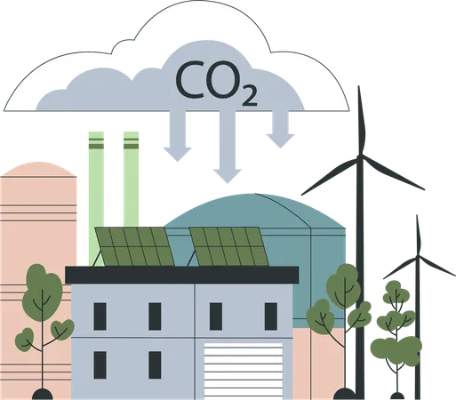 Las industrias producen aire contaminado  Ilustración