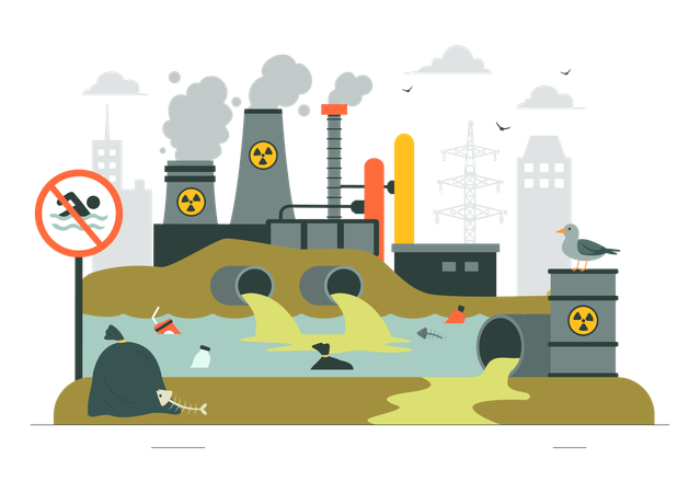 Industrias que generan contaminación del agua  Ilustración