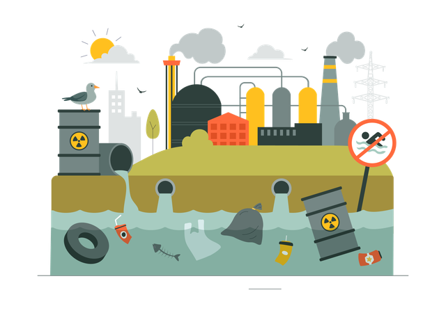 Industrias que generan contaminación del agua  Ilustración