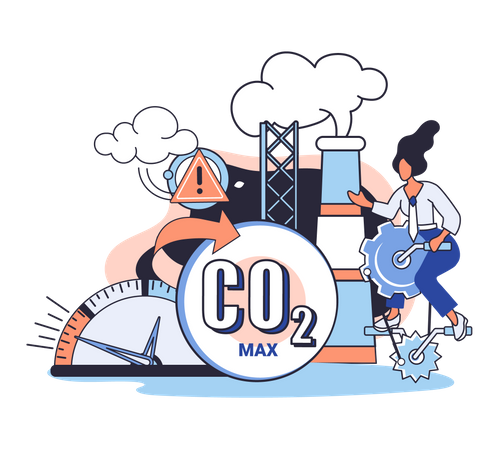 Industrias que liberan CO2 nocivo a la atmósfera  Ilustración