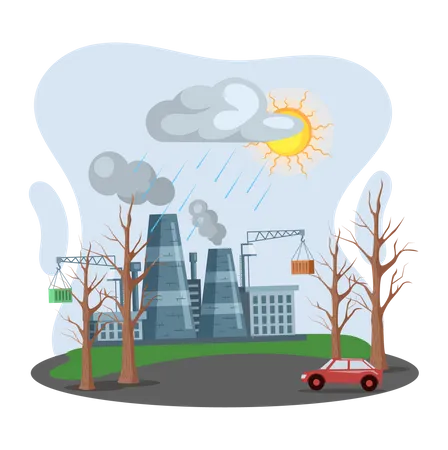 Industrias que liberan gases nocivos a la atmósfera  Ilustración