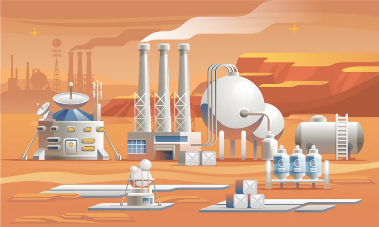 Industrie auf dem Mars  Illustration