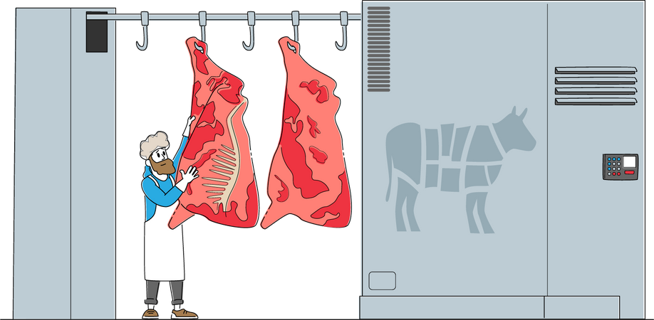 Industrie de la fabrication végétale et de la boucherie  Illustration