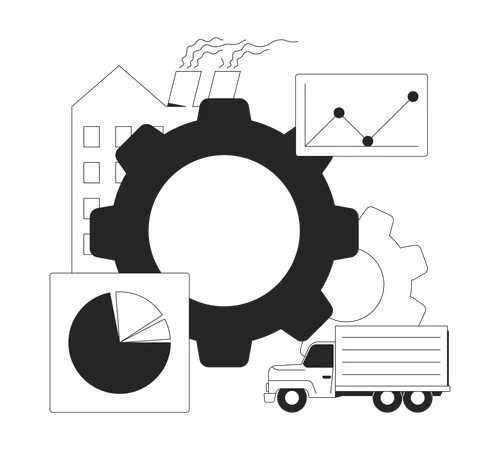 Industrie, Logistik und Datenanalyse  Illustration