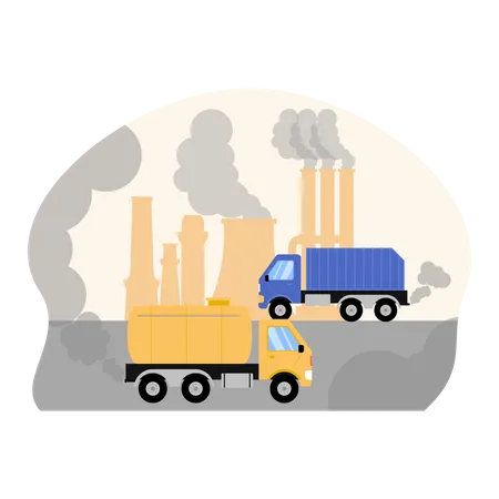 Véhicule industriel libérant des gaz nocifs  Illustration