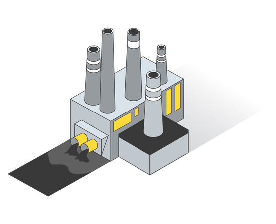 Industrie Wasserverschmutzung  Illustration