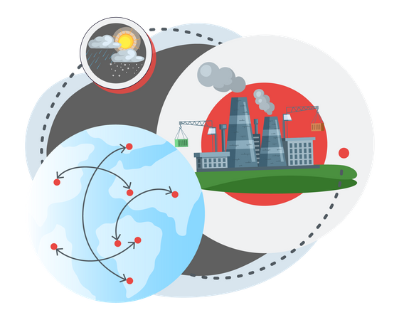 Industrieabgase zerstören die Atmosphäre  Illustration