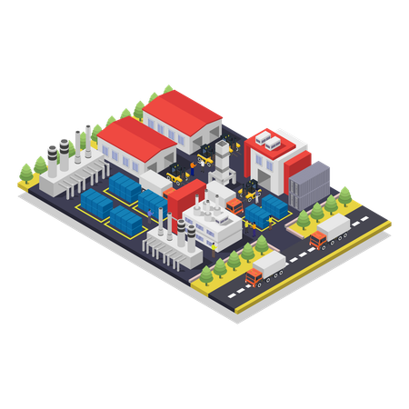 Industrielle Fabrik mit Lager  Illustration