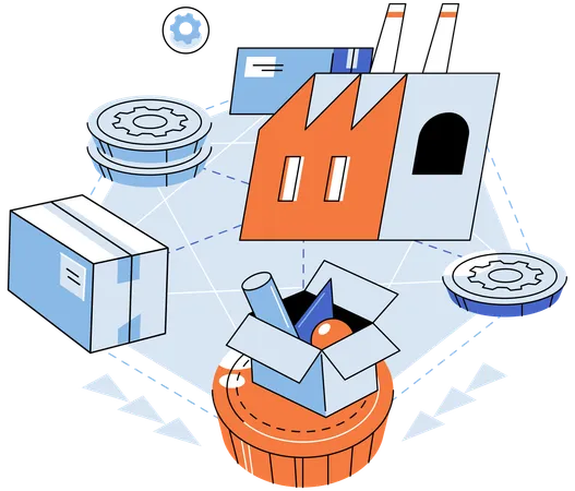 Industrielle Fertigung erfordert Präzision und Liebe zum Detail  Illustration