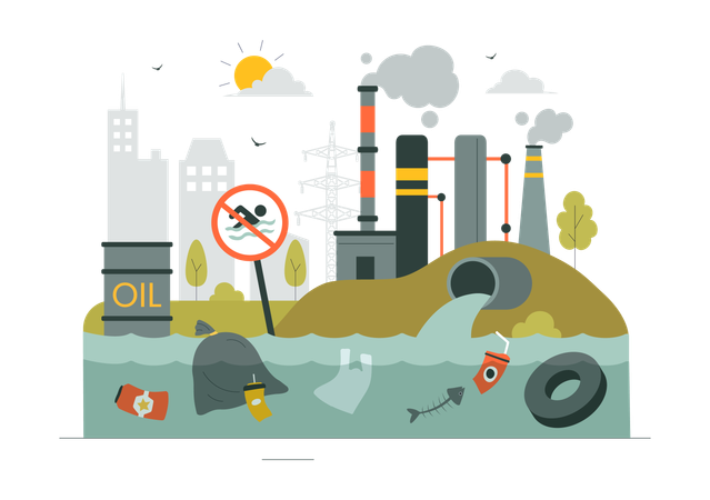 Les industries qui polluent l'eau  Illustration