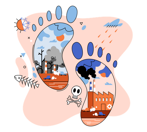 Industries leaving huge carbon footprints on to atmosphere  Illustration