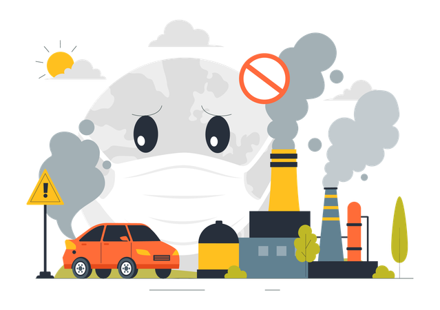 Industry causing air pollution  Illustration