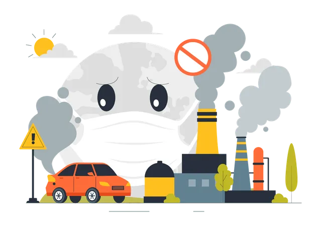 Industry causing air pollution  Illustration