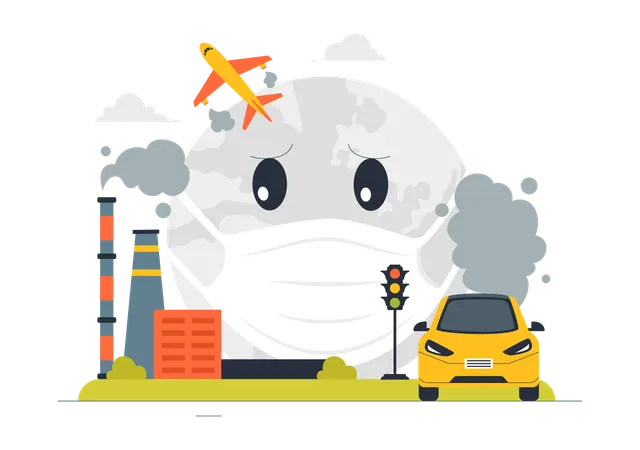 Industry causing air pollution  Illustration