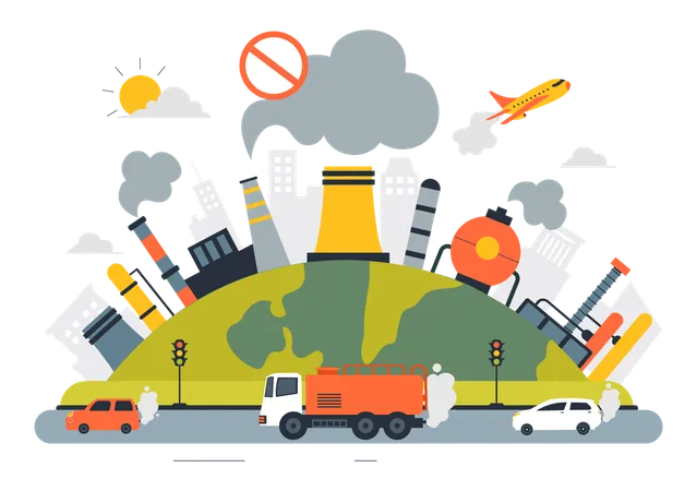 Industry causing air pollution  Illustration