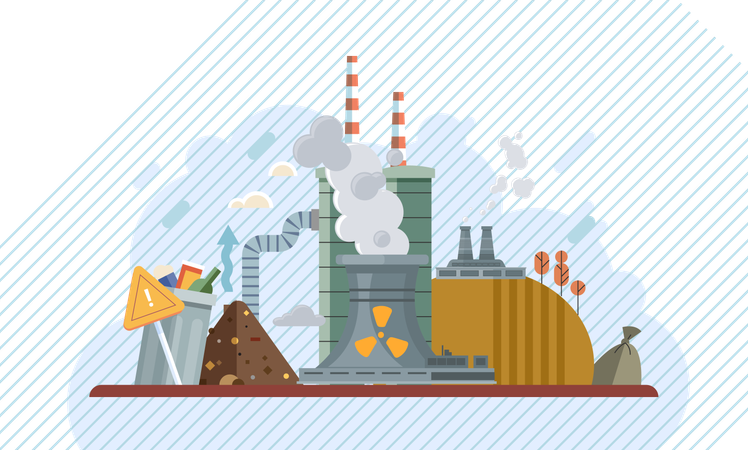 Industry emitting smoke through chimneys  Illustration