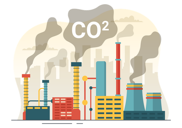 Industry produce Carbon Dioxide  Illustration