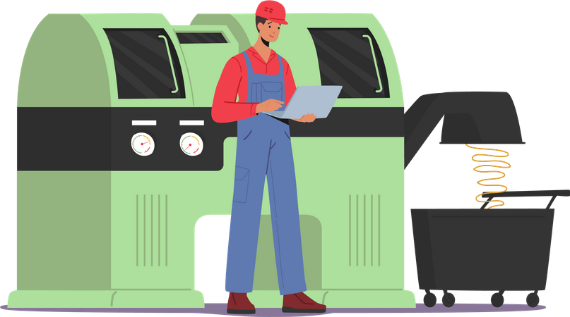 Industry Worker working in Manufacture  Illustration