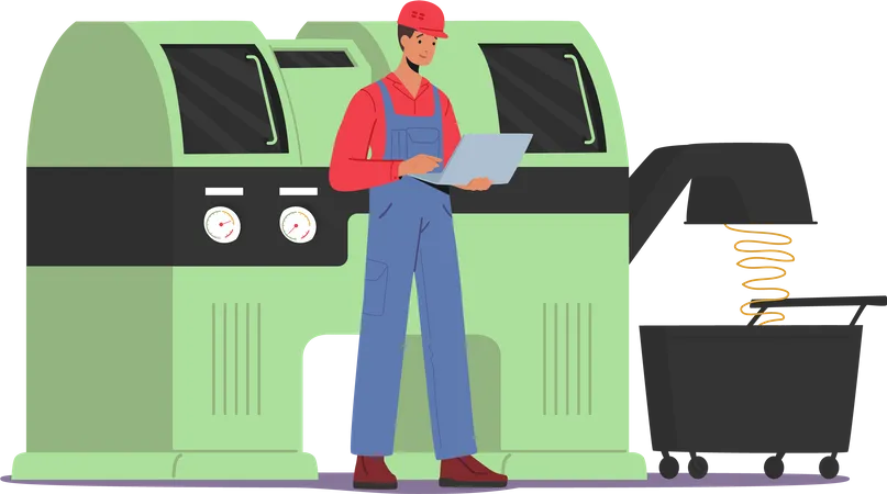 Industry Worker working in Manufacture  Illustration