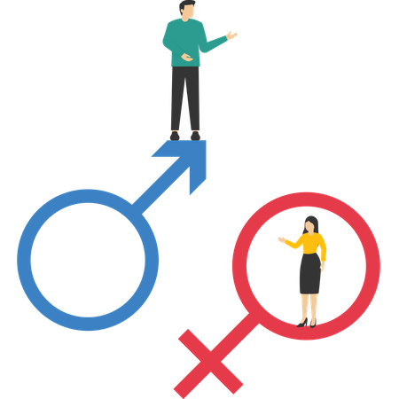 Inequality between men and women in wages and career opportunities  Illustration