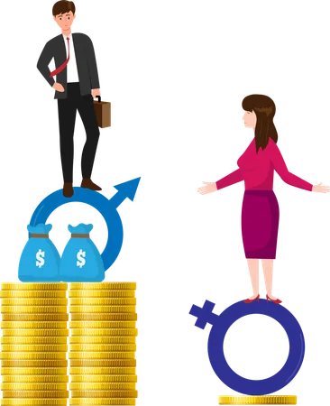 Inequality between men's and women's wages  Illustration