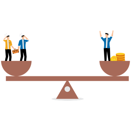 Inequality in Finance. Rich and Poor Gap. Unbalanced Scales of Wealth  Illustration