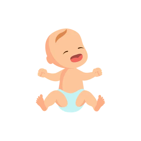 Infant baby crying  Illustration