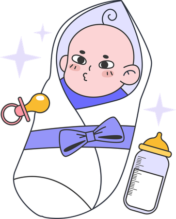 Infant baby drinks milk bottle  Illustration