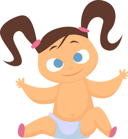 Infant baby girl Illustration