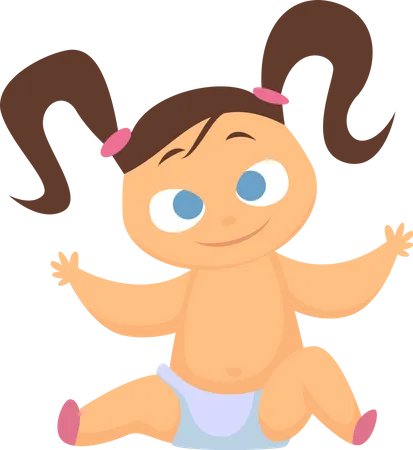 Infant baby girl  Illustration