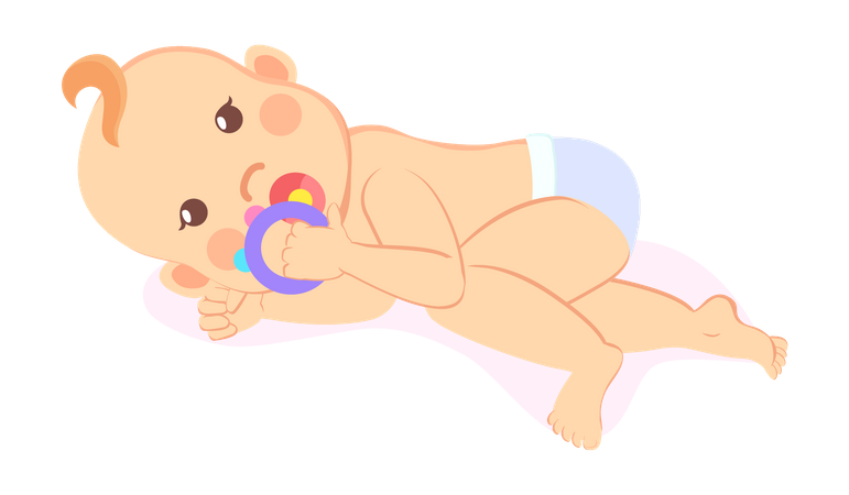 Infant baby playing with toy  Illustration