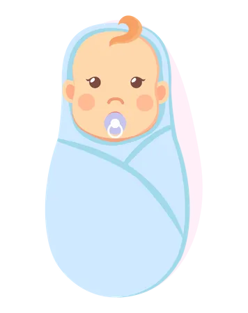 Infant baby wrapped in cloth  Illustration