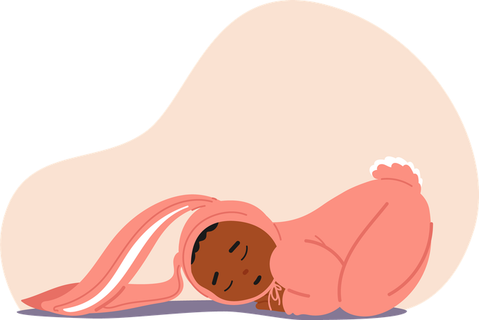 Infant In Bunny Costume and sleep  Illustration