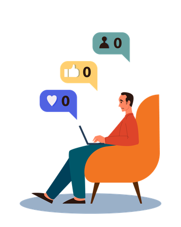 Infeliz sem seguidores nas redes sociais  Ilustração