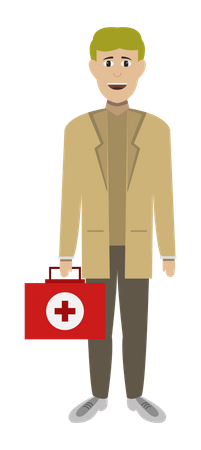 Homme médecin avec kit médical  Illustration