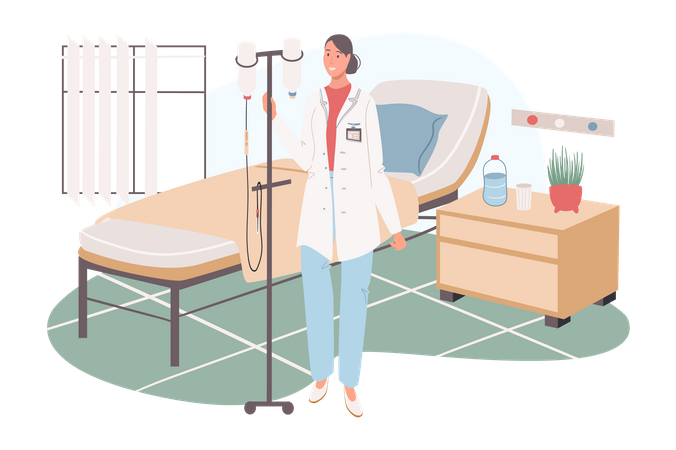 Infirmière avec compte-gouttes dans le service  Illustration
