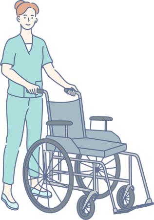 Infirmière en fauteuil roulant  Illustration