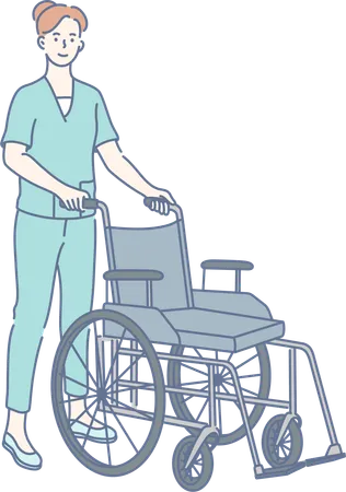 Infirmière en fauteuil roulant  Illustration