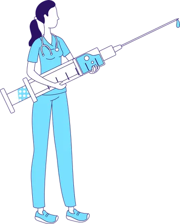 Infirmière avec une grande seringue  Illustration