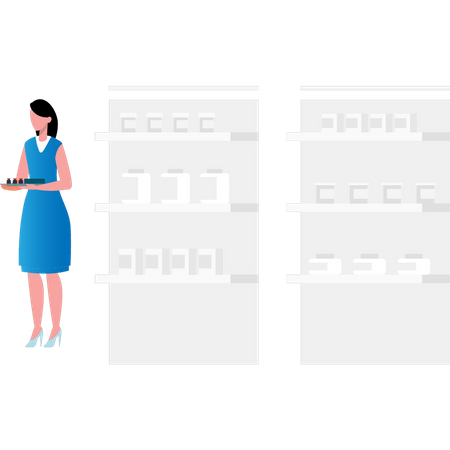 Infirmière transportant un plateau d'échantillons  Illustration