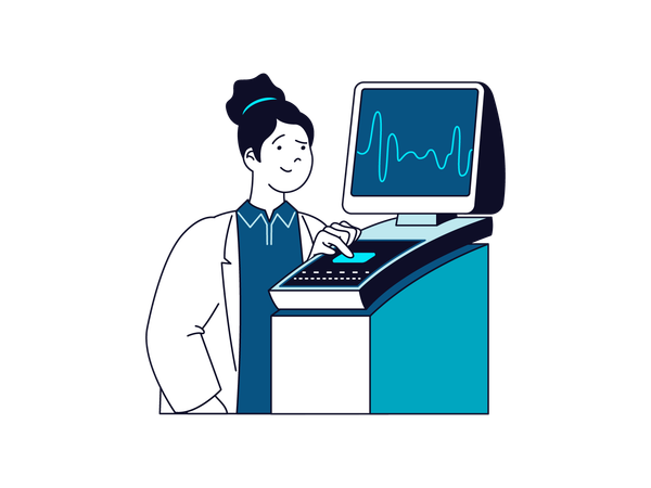 Infirmière regardant le moniteur ECG  Illustration