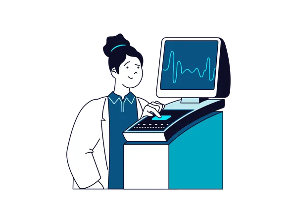 Infirmière regardant le moniteur ECG  Illustration