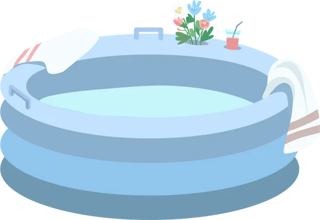 Inflatable Tub Semi Flat Color Vector Object At Home Water Birth Full Sized Item On White Water Immersion In Labor Simple Cartoon Style Illustration For Web Graphic Design And Animation Illustration