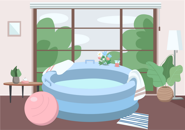 Inflatable tub at home  Illustration