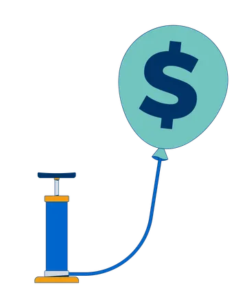 Inflation avec ballon et pompe à dollars  Illustration