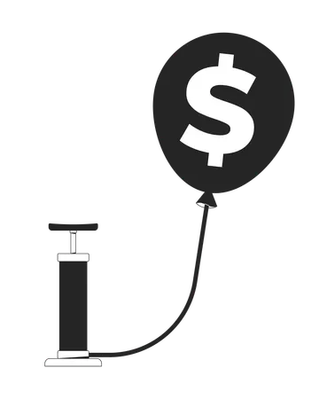 Inflation avec ballon et pompe à dollars  Illustration