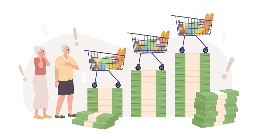 Inflation impacting on grocery prices  Illustration