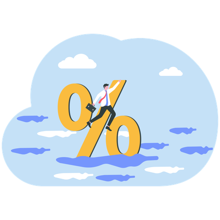 Inflation or interest rate falling down  Illustration