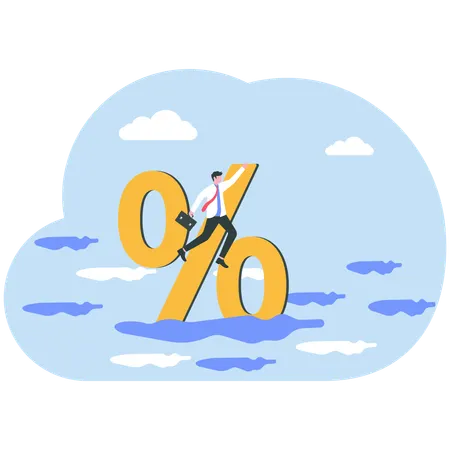 Inflation or interest rate falling down  Illustration
